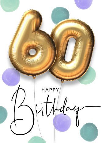 Gemiddeld verrader risico Vrolijke felicitatie verjaardagskaart ballon 60 | Kaartje2go