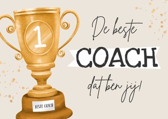 Bedankkaart coach kampioen beker bedankt goud waard