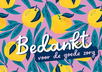 Bedankkaart goede zorg met fruit