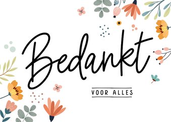 Bedankkaart met getekende bloemen