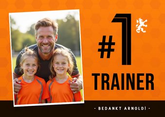Bedankkaartje trainer sport met eigen foto en #1 tekst
