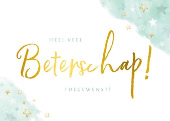 Beterschap kaart met waterverf en goudlook sterren