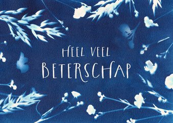 Beterschapskaart bloemen cyanotype