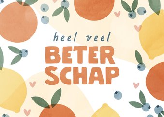 Beterschapskaart CliniClowns met fruit en hartjes