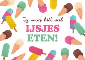 Beterschapskaart ijsjes eten kleurrijk keel