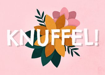 Beterschapskaart knuffel met bloemen