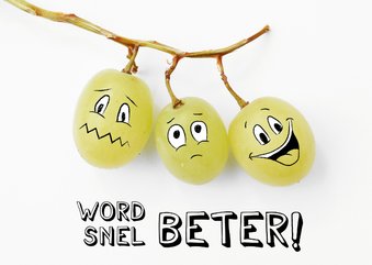 Beterschapskaart met smiley druiven, word snel beter!