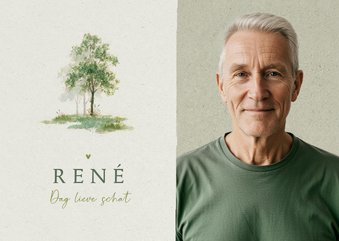 Bidprent rouw klassiek stijlvol bomen waterverf groen