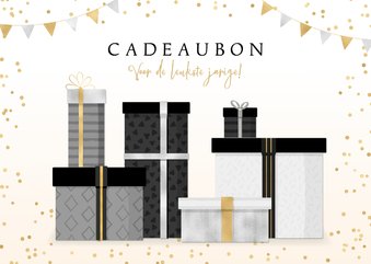 Cadeaubon voor hem stijlvolle illustratie cadeaus & confetti