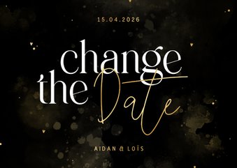 Change the date zwart met goud hartjes en waterverf