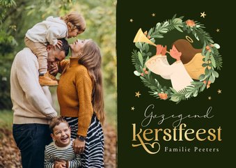 Christelijke foto- kerstkaart zalig kerstfeest engel krans 