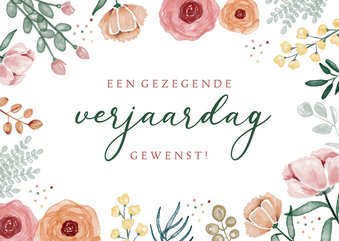 Christelijke kaart met bloemen waterverf liefdevol