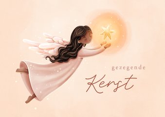 Christelijke kerstkaart gezegende kerst engel met ster