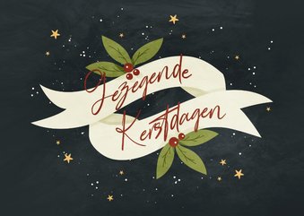 Christelijke kerstkaart Gezegende Kerstdagen met lint