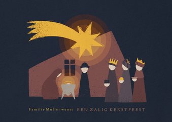 Christelijke kerstkaart kerststal met ster