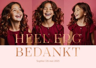 Communie fotokaart bedankt met koperfolie