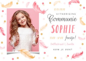 Communie lentefeest veertjes roze confetti