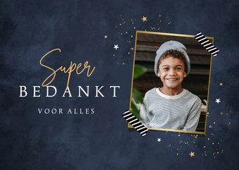 Communiefeest bedankkaart sterretjes goud foto