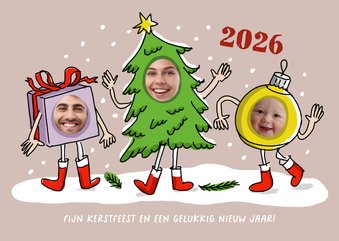 Dansende kerstbal kerstboom en kerstkado fotocollage