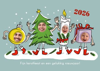 Dansende kerstbal kerstboom kaars kerstcadeau met foto's