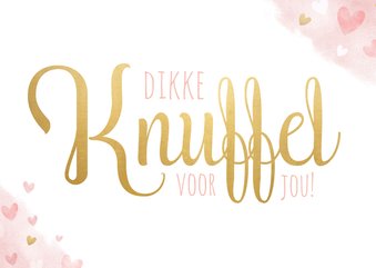 Dikke knuffel beterschapskaart roze met hartjes