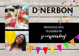 Dinerbon collage uitnodiging