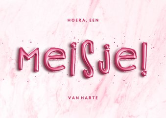 Felicitatie 'Hoera, een meisje!' folieballon roze