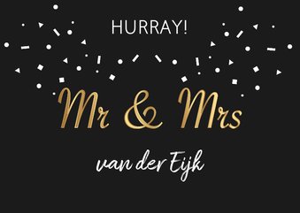 Felicitatie huwelijk mr & mrs goud