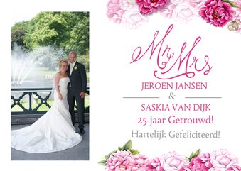 Felicitatie jubileum pioenrozen