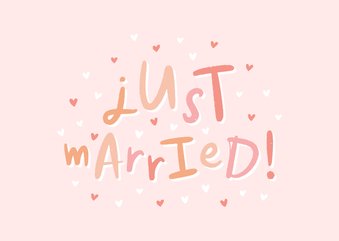 Felicitatie 'just married' hip met hartjes