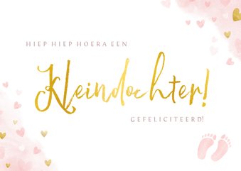 Felicitatie kaart geboorte kleindochter met hartje en voetje