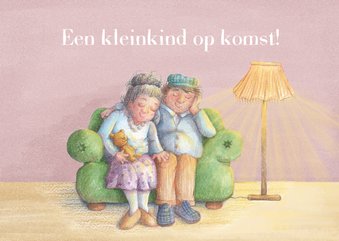 Felicitatie kleinkind op komst, opa en oma met knuffelbeer