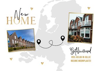 Felicitatie nieuwe woning in andere woonplaats landkaart