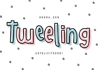 Felicitatie tweeling hip met confetti