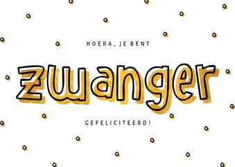 Felicitatie zwanger goud hip met confetti