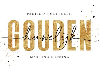 Felicitatiekaart 50 jaar getrouwd jubileum goud