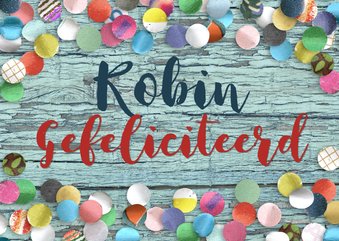 Felicitatiekaart confetti algemeen hout