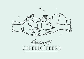 Felicitatiekaart doop baby hartjes line art gefeliciteerd