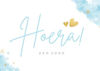 Felicitatiekaart geboorte - hoera aan zoon met sterretjes