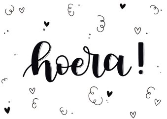 Felicitatiekaart - Hoera! handlettering