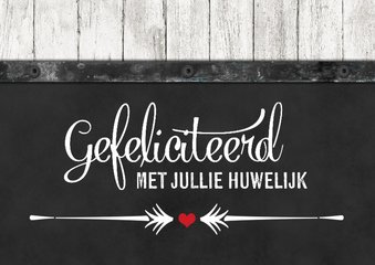 Felicitatiekaart hout gefeliciteerd met jullie huwelijk