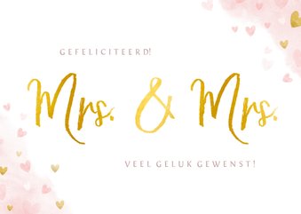 Felicitatiekaart huwelijk 2 vrouwen - Mrs & Mrs