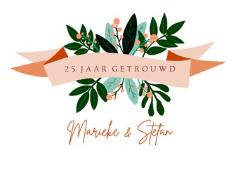 Felicitatiekaart huwelijksjubileum oranje bloemen