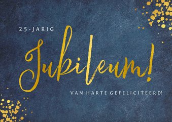 Felicitatiekaart huwelijksjubileum - stijlvol blauw met goud