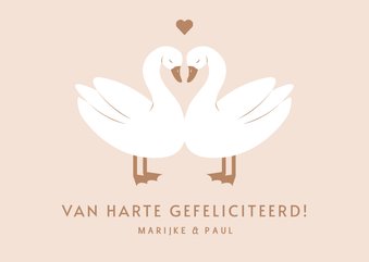 Felicitatiekaart met zwanen en hartje voor een jubileum
