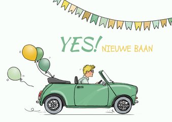 Felicitatiekaart nieuwe baan mini ballonnen