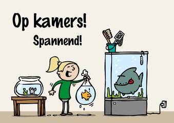 Felicitatiekaart op kamers aquarium