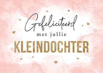 Felicitatiekaart opa en oma kleindochter kleinkind roze