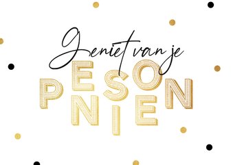 Felicitatiekaart pensioen goud 3D letters confetti