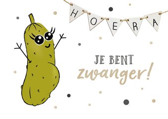 Felicitatiekaart voor zwangerschap met zwangere augurk 